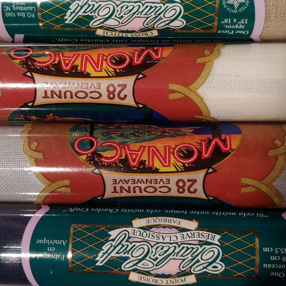 X-stitch Fabric Roll Set - Tan, White, Dark blue. Soft Grey - Picture 2 of 7